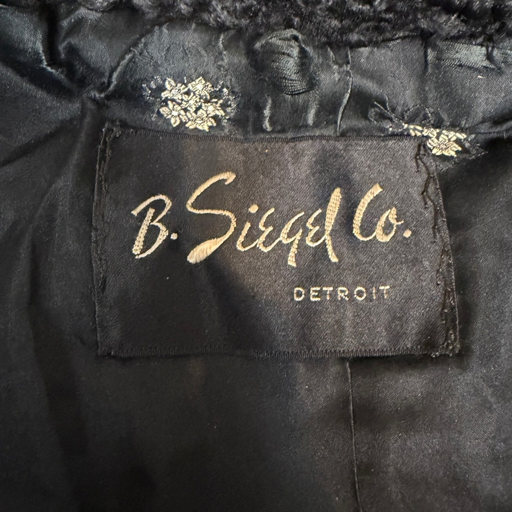Vintage B Siegel Co Black Curly Persian Lamb Fur Coat Jacket Shawl Collar - Picture 2 of 9